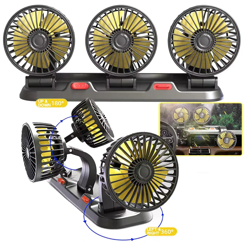 VENTILADOR PARA AUTO DE 3 CABEZAS ULTRA REFRESCANTE