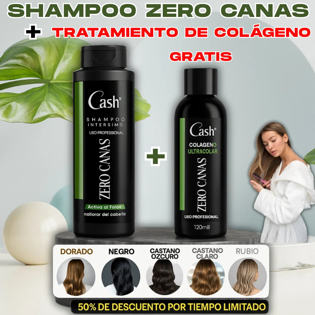 ¡ADIÓS CANAS AL INSTANTE! SHAMPOO ZERO CANAS + TRATAMIENTO DE COLÁGENO GRATIS